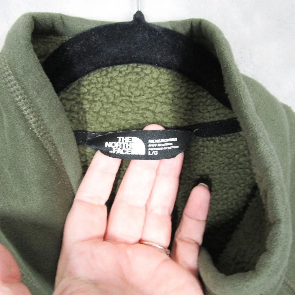 The North Face Full Zip Fleece Jacket Mens Large Olive Green Sherpa Lined